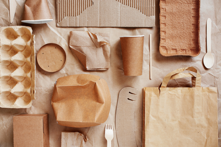 Eco-friendly disposable packaging, rubbish sort and plastic free lifestyle